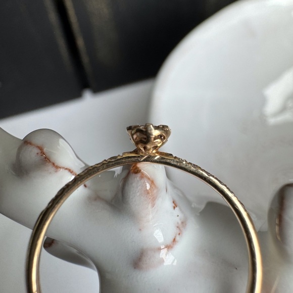 14KYG Solitaire Pave’ Diamond Ring - Picture 6 of 7